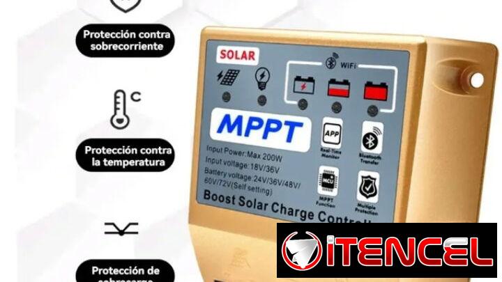 Controlador solar tipo BOOST MPPT. 30A, 500W, batería de 48V, 60V y 72V. Ideal para Triciclos eléctricos