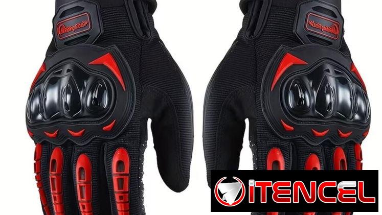 Guantilla Roja de moto largas con dedo táctil