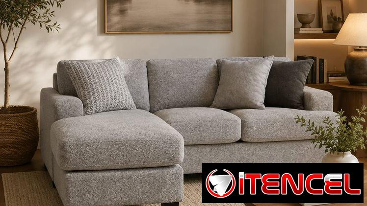 Sofá Esquinero de Gamuza Gris con Chaise Longue_cv