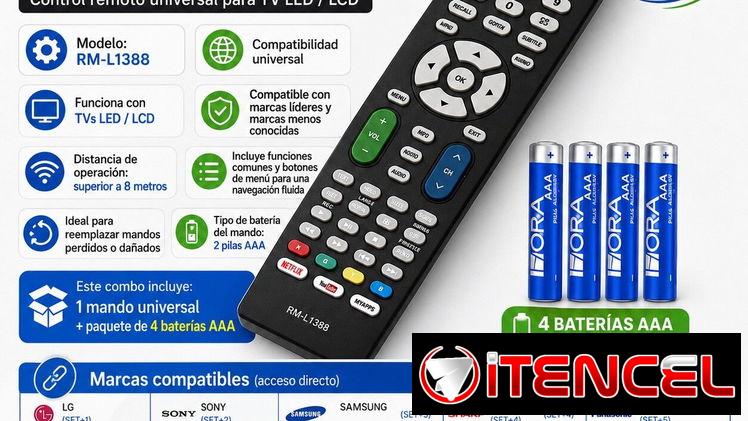 CONTROL UNIVERSAL + PAQUETE DE PILAS AAA, ENTREGA DE FACTURA, VARIEDAD DE OFERTAS ESPECIALES