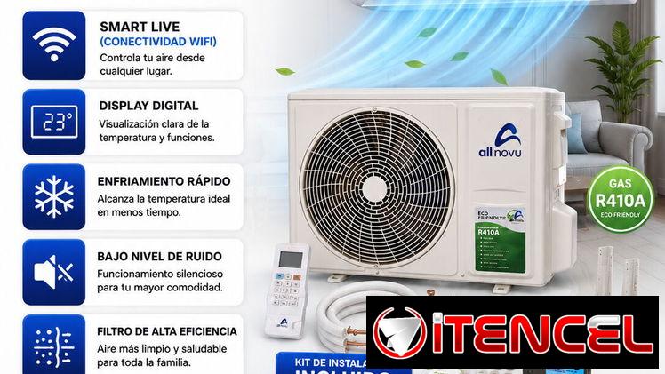 Split All Novu de 1 Ton ,Smart Life ( Conectividad WIFI),Display Digital , Kit de instalacion incluido + protector de vo