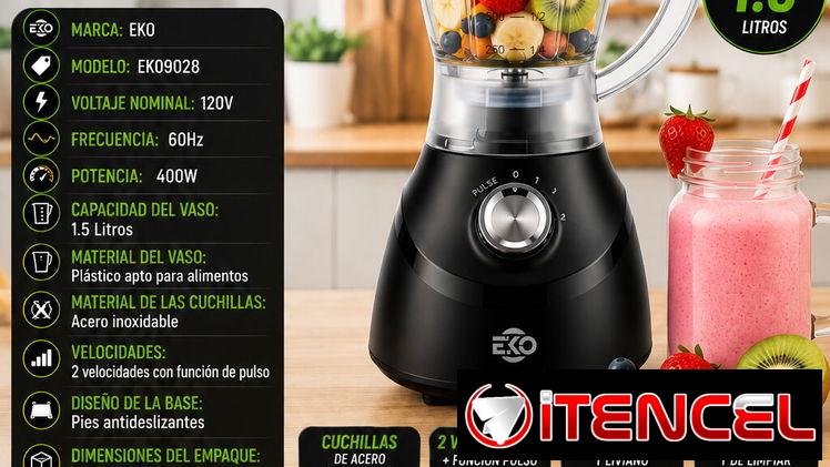 🍹1.5 LITROS🍹LICUADORA EKO VASO PLÁSTICO. MENSAJERÍA CON FACTURA Y GARANTÍA. 📲 54833699