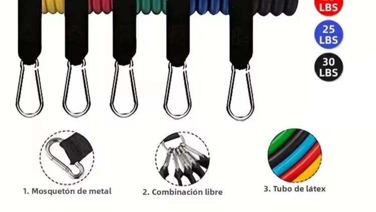 Kit para ejercitación con ligas en espacio reducido