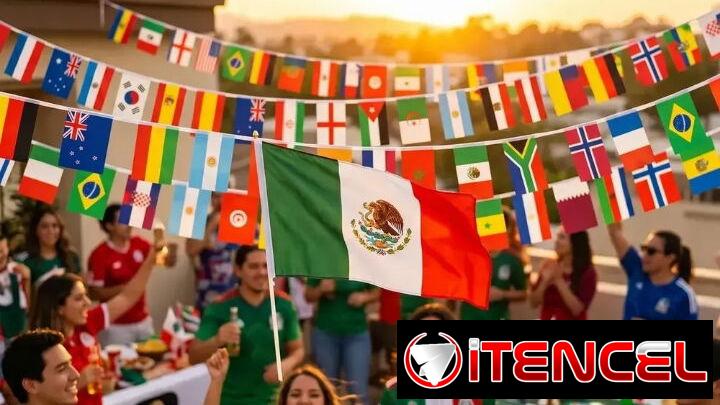 Cuerda con banderas de países al mundial 2026, 14 metros de banderas. 28cmX20cm cada bandera