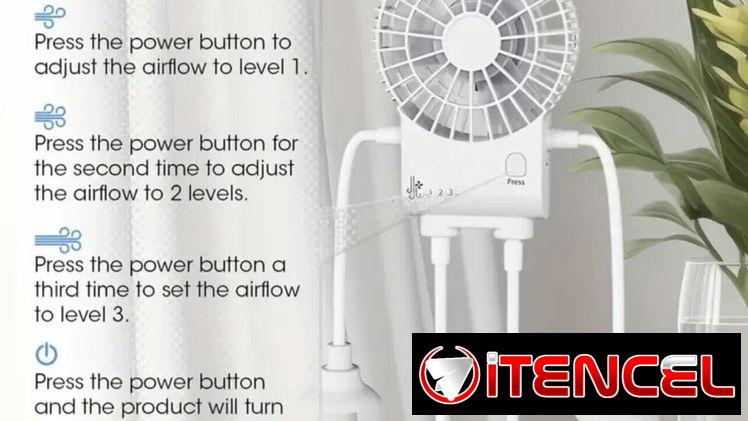 Ventilador recargable  estilo práctico con más de 6 horas de duración de 3 velocidades