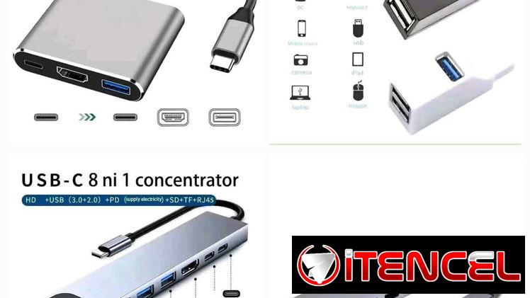 Regletas y Hub 8 a 1,3 a 1.Extensores USB-A y USB-C