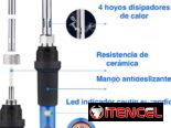 Cautin de 60 watts con regulación de temperatura de 200 a 450 grados. Máxima calidad de fabricación.