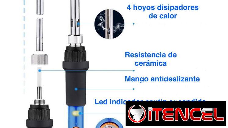 Cautin de 60 watts con regulación de temperatura de 200 a 450 grados. Máxima calidad de fabricación.