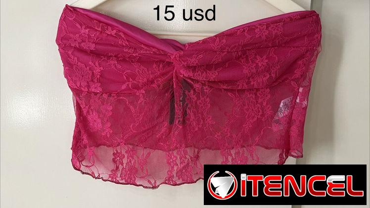 BOOHOO Crop top bustier, TALLA 44 , talla M , encaje ,color Fucsia. Talla 44