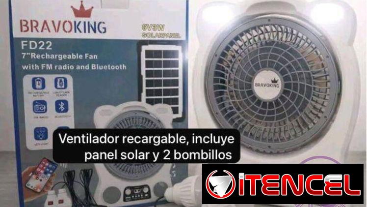 Ventilador Recargable con Radio, Bluetooth y Linterna