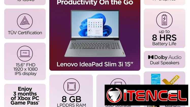 LAPTOP 🎁NUEVA🎁📦CAJA, Lenovo Ideapad Slim 3 (82X700EDUS), 15.6″ FHD IPS, Intel Core i5-1334U, 8GB DDR5, 512GB SSD