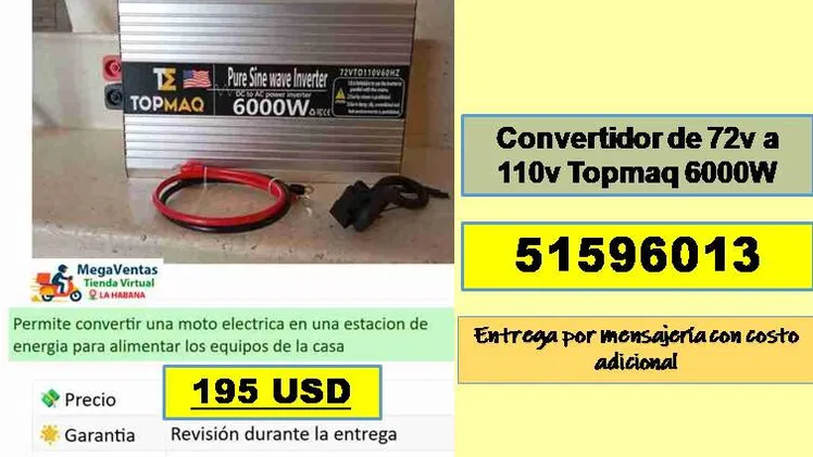 MV-613-Convertidor de 72v a 110v Topmaq 6000W…195 USD…51596013…transporte costo adicional