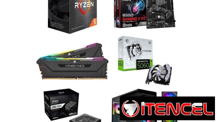 0km PC AM4 5 5500 🤩RTX 5060 8GB -Gigabyte B550 Gaming X V2 -32GB -750W -CHASIS🆕 0km
