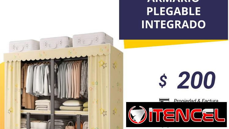 Armario tipo modular con barra para colgar ropa y cortinas