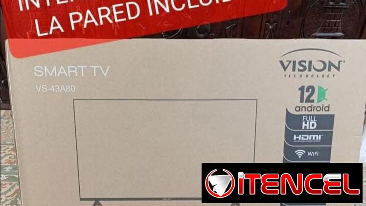 SMART TV VISIÓN 43 pulgadas   Cajita interna y soporte fijo para la pared