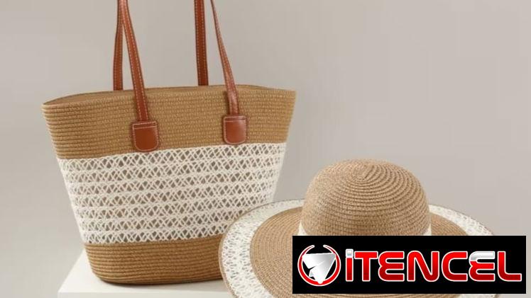 Juego de bolso y pamela Carmelita y beig