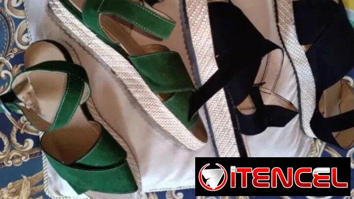 DOS SANDALIAS TALLA 38 VERDE 1200 PESOS Y NEGROS 2000 PESOS PARA EMPEINE ANCHO