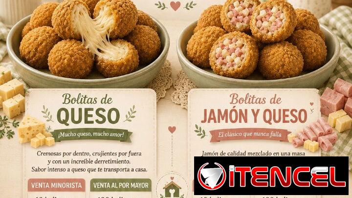 Croquetas de pollo, croquetas de Jamón, croquetas de queso, Bolitas de Queso, Bolitas de Jamón y Queso, cakes y pudines.