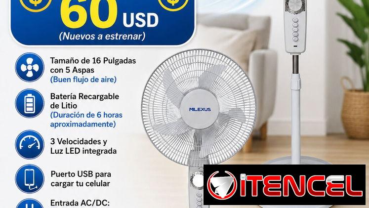 VENTILADOR RECARGABLE MILEXUS 16″