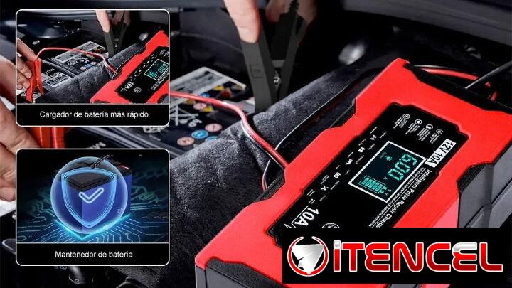 Cargador de batería inteligente, 12V 10A. Para todo tipo de batería, GEL, Ácido, LifePO4