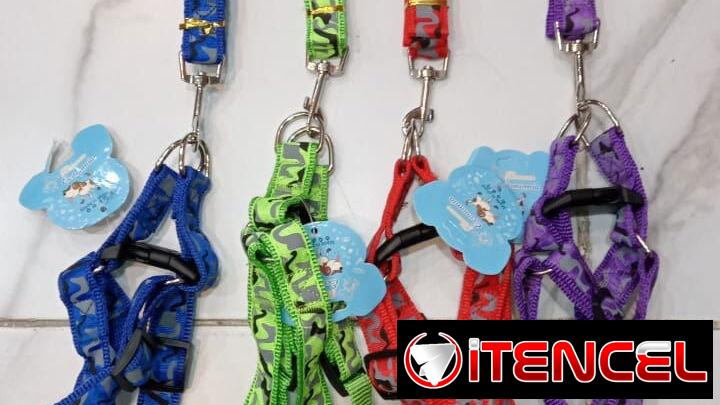 Este producto es un conjunto de arnés y correa para mascotas, ideal para perros pequeños o gatos.
