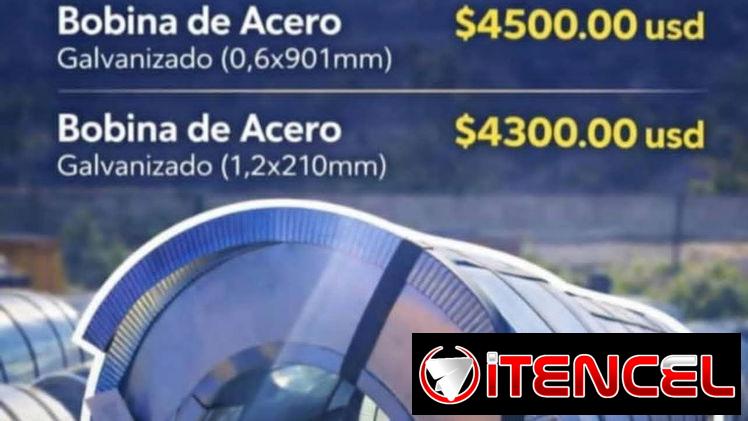 Bobina de Acero Galvanizado (0,6x901mm) $3500 Bobina de Acero Galvanizado (1,2x210mm) $3300