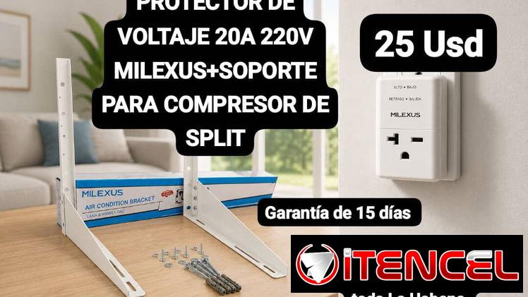 PROTECTOR DE VOLTAJE 20A 220V MILEXUS+SOPORTE PARA COMPRESOR DE SPLIT MILEXUS, Garantía de 15 días, Entrega por un mínim