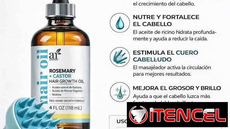 Aceite de Romero + Ricino con masajeador capilar