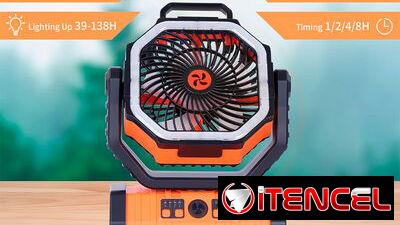 Ventilador Recargable F6 20000 mAh Con Linterna LED, 20000 mAh de Oscilación Automática con Batería con Control Remoto/