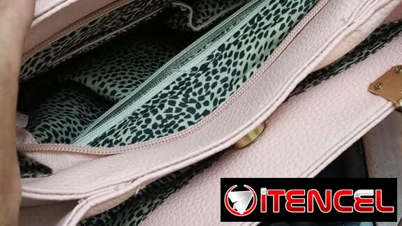 cartera rosa palo con asa corta y larga