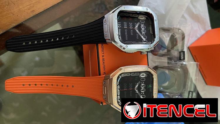 Manilla exclusiva para Apple Watch 44mm (Protector metálico y Correa de silicona) Súper Calidad!!