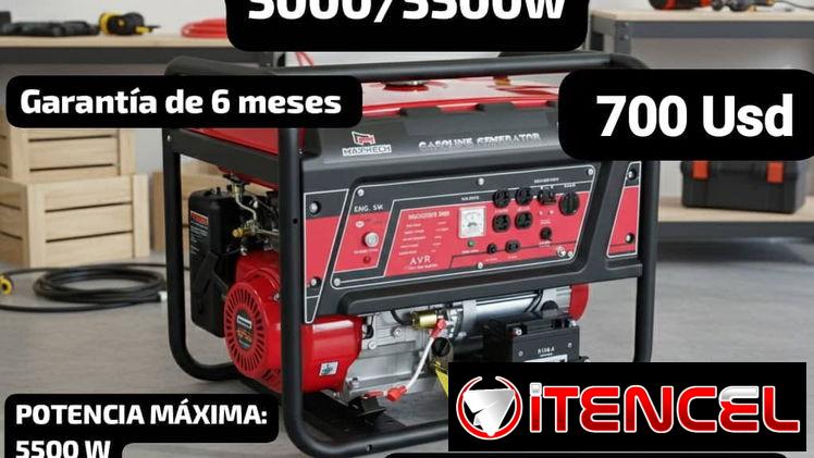 Planta eléctrica gasolina MAXMECH 5000/5500w, Garantía de 6 meses, Entrega por un mínimo costo adicional de 10 Usd para