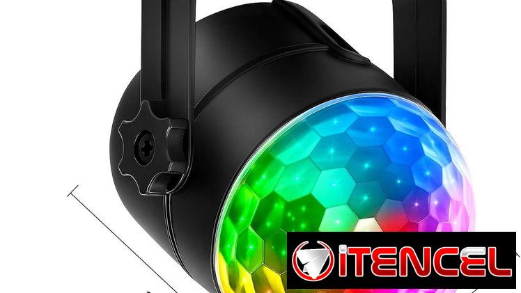 COIDEA Luz Estroboscópica LED de Fiesta 3W – Luz de Discoteca con 7 Colores y Activación por Sonido – Mini Luz DJ con Co