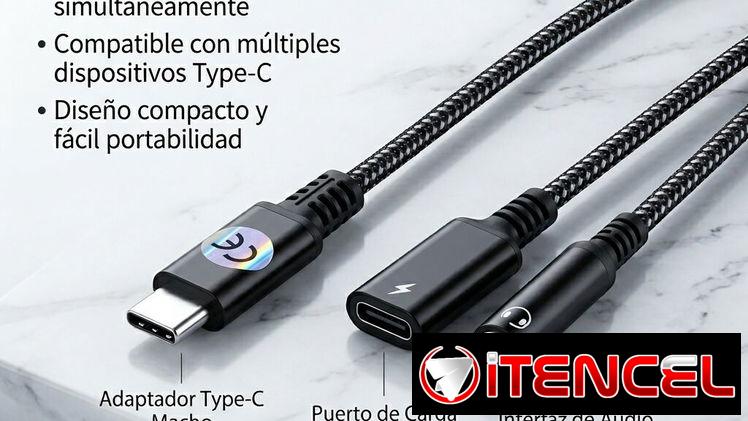 Adaptador doble punta Jack 3.5 mm a Tipo C