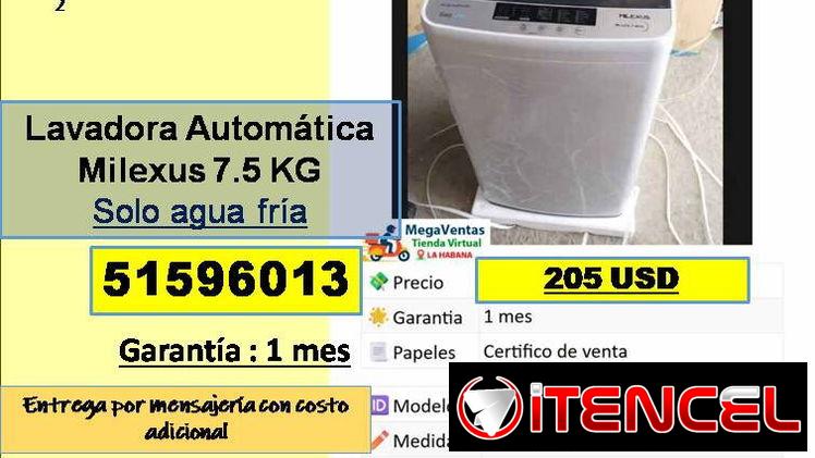 MV-522-Lavadoras automáticas………51596013……Mensajeria Costo adicional