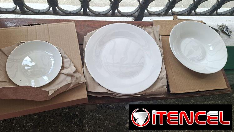 Set de Vajilla de Porcelana 16 piezas (blanco, con líneas y floreados)