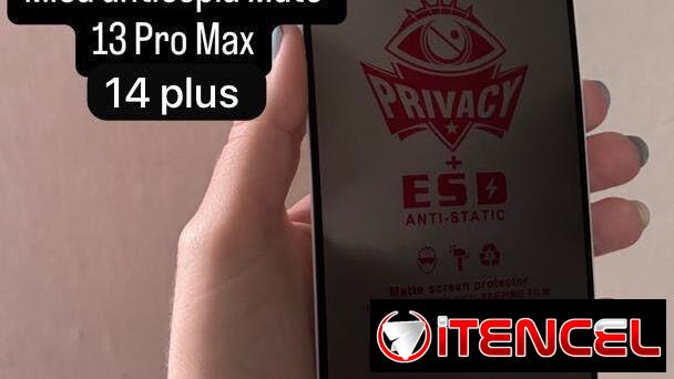 Micas antiespias mate cerámica para iPhone 13 Pro Max y 14 plus