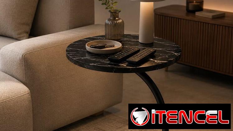 Mesa auxiliar estilo mármol