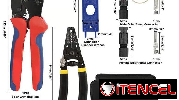 Conectores MC4 Kit de Montaje Completo | Engarzadora, Pelacables de Precisión, Llaves de Montaje, Terminales Metálico