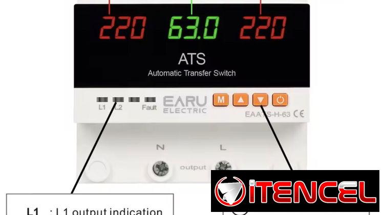 2 en 1 ATS Transfer + Protector de Voltaje Ajustable Manual 110V 63A 2P
