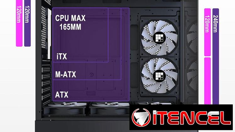 Chasis FOIFKIN ATX Media Torre – 6 Ventiladores ARGB PWM, Vidrio Templado, USB-C