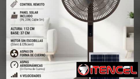 Ventilador de pedestal + panel solar
