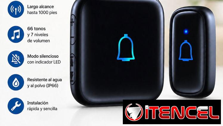 Timbre Inalámbrico LeadGo IP66 1000ft 66 Tonos 115dB con Modo Silencioso y LED 🌐 14.89 USD