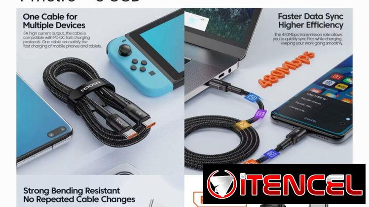 Cable de carga rápida tipo C a tipo C de varios tamaños
