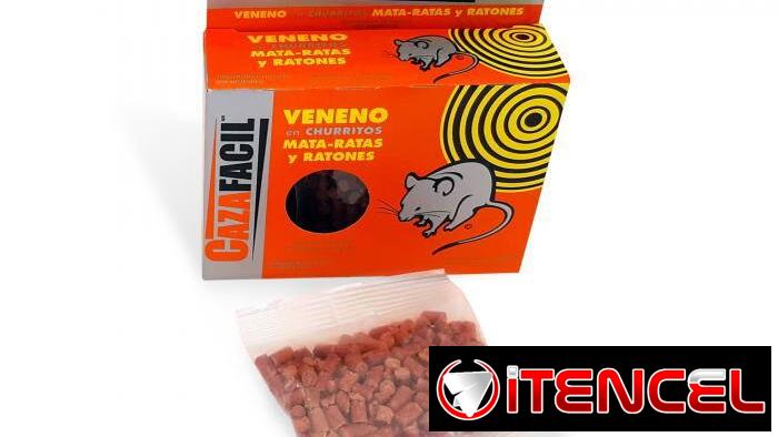 CAJA CON 2 SOBRES DE 40 GR DE VENENO EN CHURRITO MATA – RATAS Y RATONES CAZAFACIL