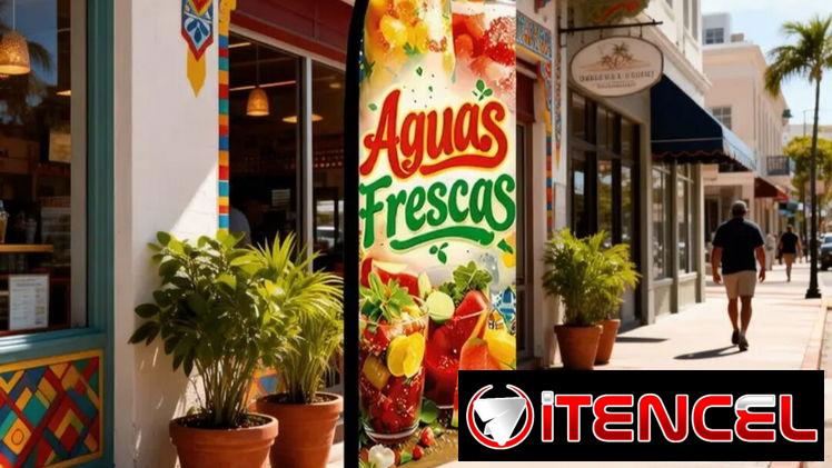 Bandera indicativo de ubicación Expendio Aguas frescas
