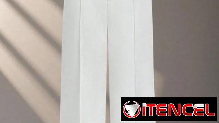 Pantalón blanco elegante de cintura alta talla S