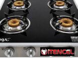 Cocina de gas de meseta con encendido electrónico de 4 hornillas.