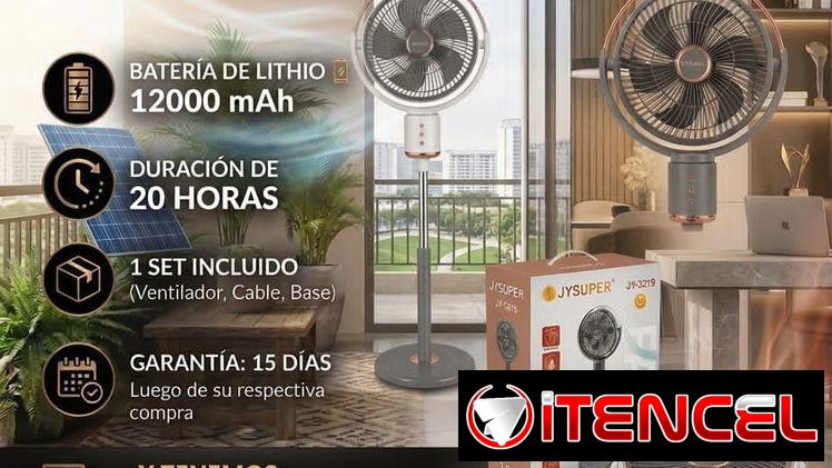 Ventilador recargable jysuper  Color mixto  Enchufe plano  🔌  Batería de lithio 🔋12000 mah  65 usd