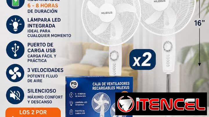 Ventilador recargable MILEXUS 16″ 15 watts de consumo